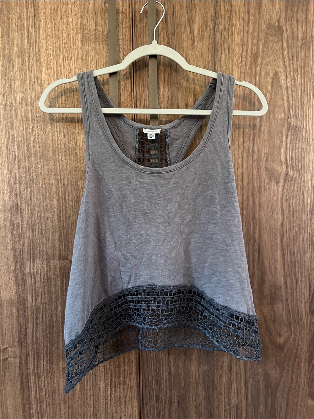 Ecote Gray Tank Top with Crochet Hem